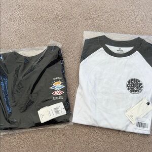 Rip Curl Black & White Graphic Tee Pair LONG SLEEVE